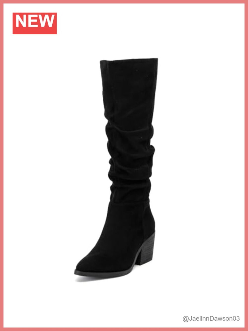 Womens Knee High Boots Slouchy Pointed Toe Heeled Microfiber - Picture 2 of 6